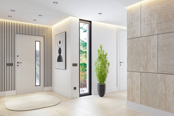 istock Modern and Bright White Entrance Apartment with Modern and Fresh Design Elements 2204129564