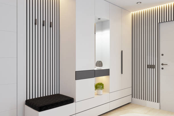 istock Modern and Bright White Entrance Apartment with Modern and Fresh Design Elements 2204129597