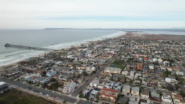 istock Aerial view of Imperial Beach coastline and pier. 2204133821