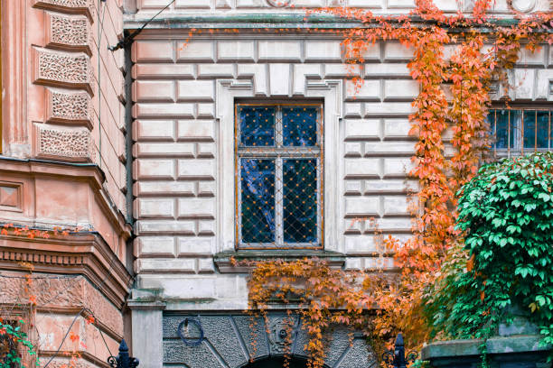 Princeton, NJ, USA - November  12, 2019: windows and elements of architecture in the educational building. Princeton University, Princeton, New Jersey USA