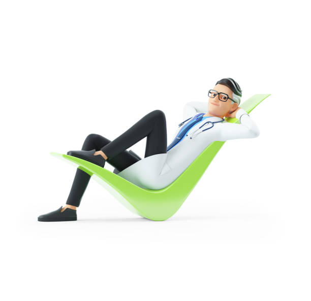 istock 3d cartoon doctor lying down on check mark 2204153713