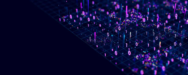 istock Macro of quantum computing technology. Digital patterns of big data. Microworld of LLM AI learning process. Nano technology presentation. 3d render illustration 2204158814