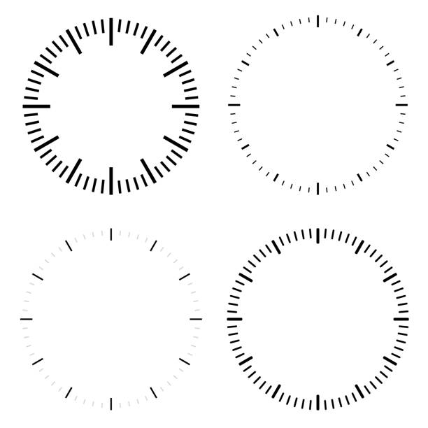 Clock dial face vector illustrations set Clock dial face vector illustrations set on white background clock-hands stock illustrations