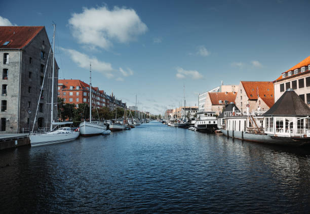A quiet side waterway canal in Copenhagen, Denmark.