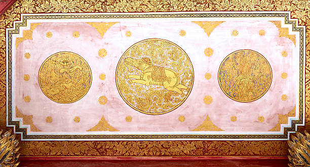 istock Decorative ceiling painting depicting an elephant with vegetation 2204166800