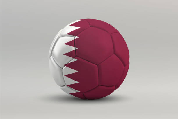 istock Qatar Soccer Ball with National Flag Design 2204168492