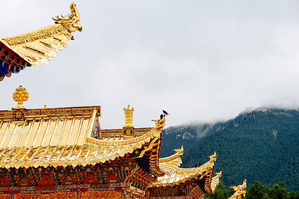 Ancient buildings  of Labrang Monastery in Gannan, Gansu Province, China, shot in October