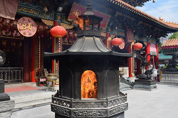 istock Burning Incense Chimney at Hong Kong Temple 2204179063