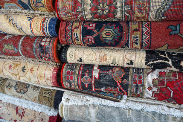 istock close up on stacking carpet roll for sale 2204186931