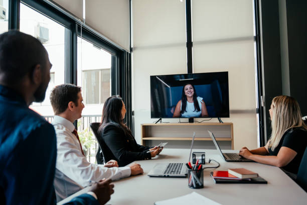 istock Businessmen in video conference with their boss 2204193820