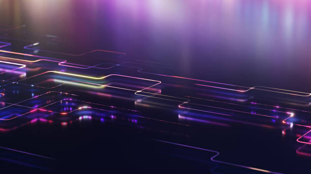 istock Abstract Futuristic Digital Data Transfer with Glowing Neon Light Streaks 2204201684
