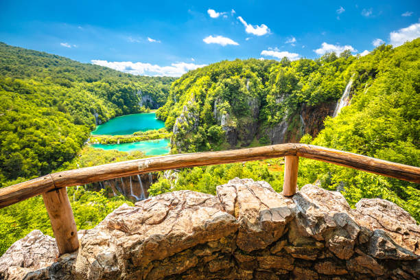 istock Plitvice lakes national park panoramic viewpoint and paradise waterfalls view 2204208851