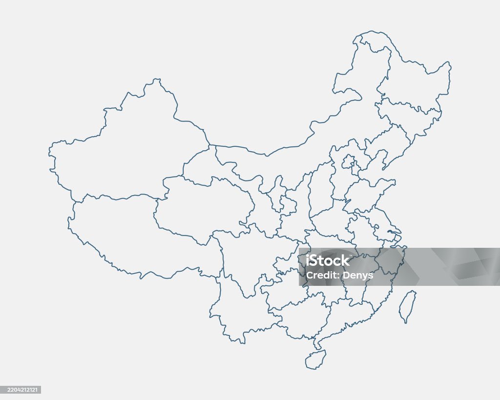Editable China Map Outline China Map Isolated On White Background China Map China Map ...