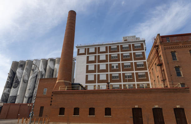 Mankato, Minnesota, USA - March 3, 2025: Exterior architectural view of the Hubbard Milling Company Building. Built in 1878, originally established as The Mankato Mill Company and later known as the Ardent Mills Building.