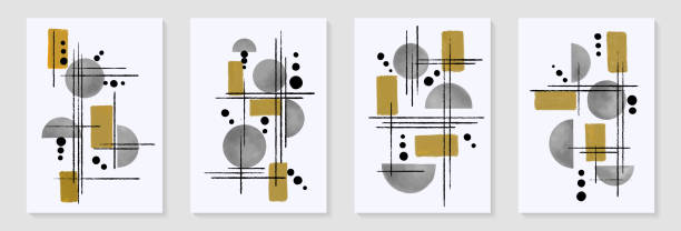 istock Creative minimalist hand painted Abstract art background with watercolor stain and Hand Drawn doodle Scribble Circle. Design for wall decoration, postcard, poster or brochure 2204223685