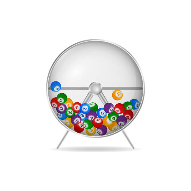 istock Lottery Machine with lotto balls inside. Bingo Game. Lottery wheel drum. Bingo luck, fortune and chance. Vector illustration. 2204225472