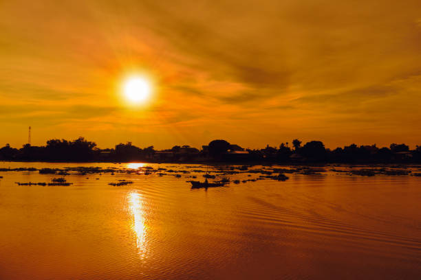 River at sunset landscape, Nature sunset beautiful