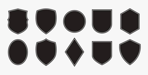 kuvapankkikuvitukset aiheesta aseta kilpitunnuksen merkkikokoelma valkoiselle pohjalle - kilpi