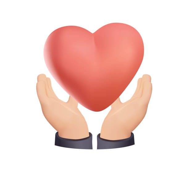 istock A hands gently holding red heart 3D illustration. Love, care and support concept. Donation, heart hands 3D illustration 2204238387