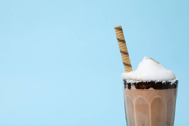 istock Tasty fresh summer dessert - chocolate milkshake, space for text 2204241138