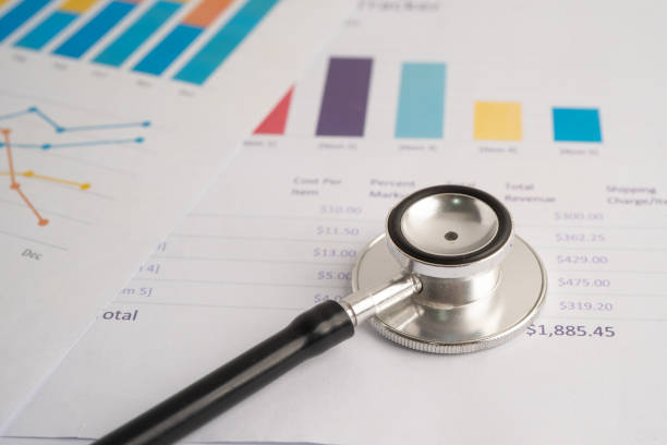 istock Stethoscope on spreadsheet and graph paper, Finance, Account, Statistics, Investment, Analytic research data economy and Business company. 2204243574
