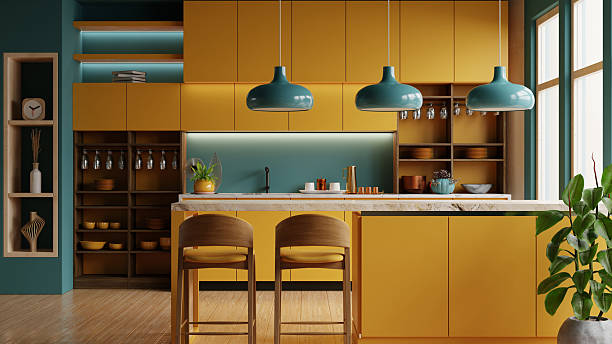 istock This kitchen has a warm, modern feel, but also has a classic Mid-Century Modern feel- 3D rendering 2204246910