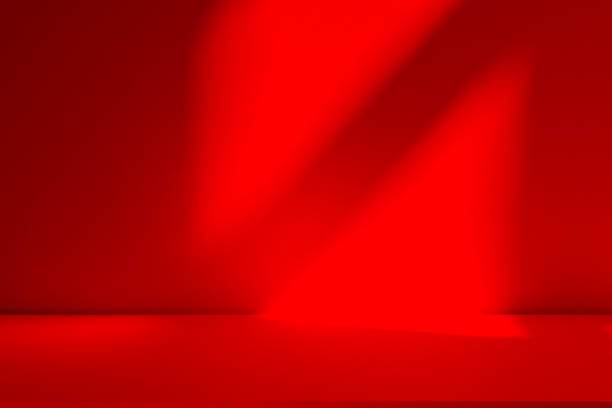 istock Wall interior background, studio and backdrops show products.with shadow from window color red . background for text insertion and presentation product 2204253030