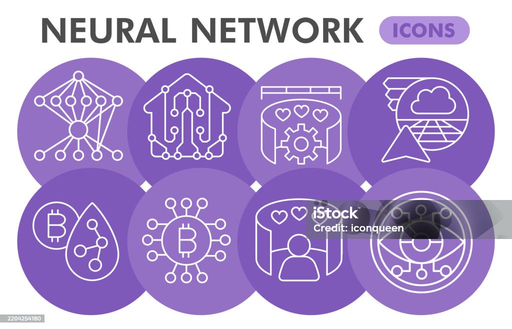 Neural Network Symbols Collection Or Sketches Deep Learning Theme ...