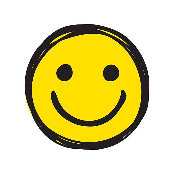 ilustraciones, imágenes clip art, dibujos animados e iconos de stock de emoticono sonriente en estilo de dibujo a mano - cara sonriente antropomórfica