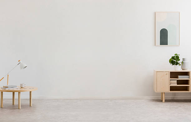 istock Empty luxury modern Room with a large window and Natural Light, Modern interior design with a light empty mock-up wall. 2204258618