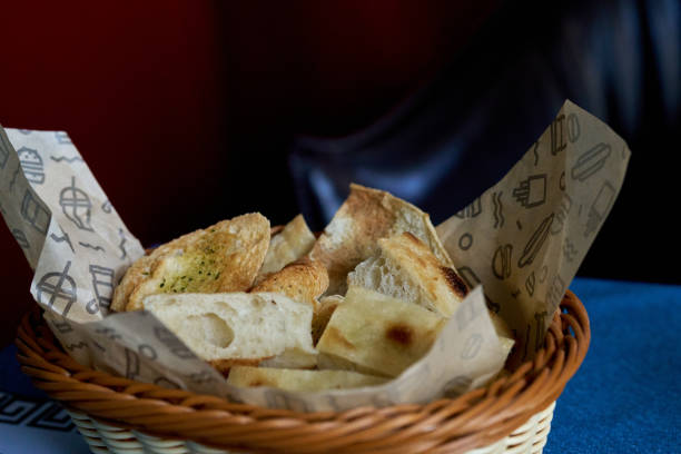Slices of appetizer bread in basket