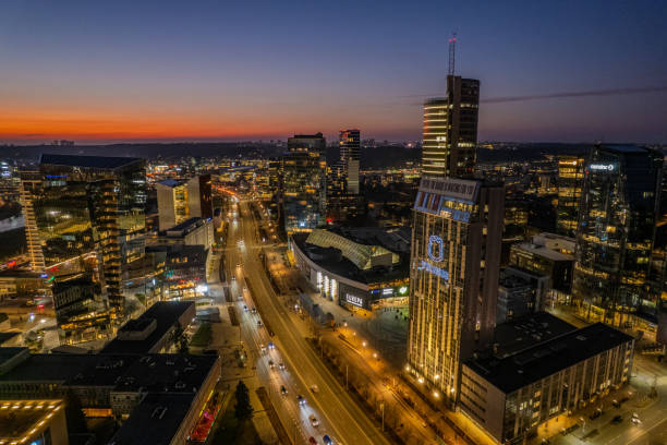 istock Aerial spring night dusk view of Vilnius, Lithuania 2204272515