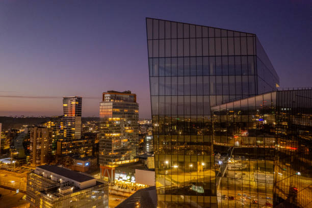 istock Aerial spring night dusk view of Vilnius, Lithuania 2204272528