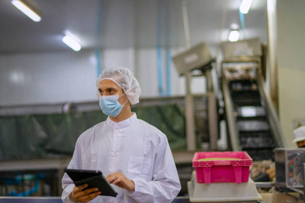istock Employee working at canned fish factory. 2204277890