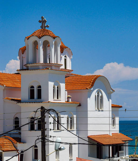 View to orthodox church and blue sky