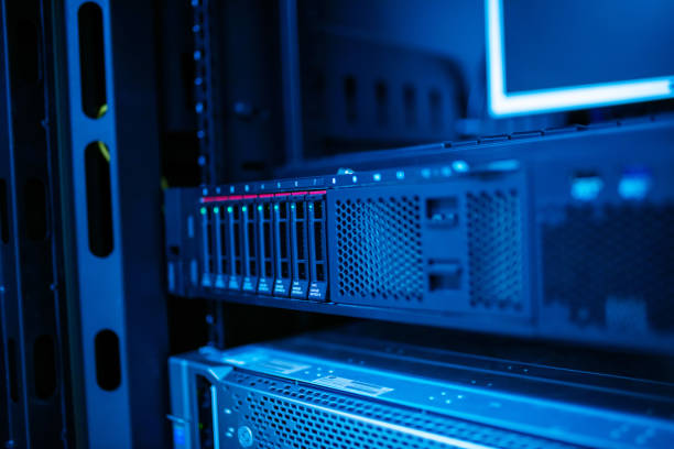 istock Close-up View of Server Rack with Network Equipment and Cables 2204282034