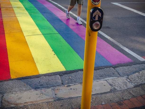 istock Vibrant Rainbow Crosswalk in Urban Setting 2204290199