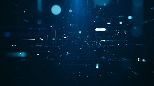 istock Abstract futuristic digital network with glowing blue particles and dynamic light trails on a dark background. A concept of technology, big data, and cybersecurity. 2204295558