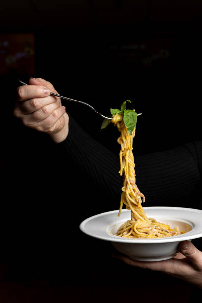 istock Delicious pasta with meat. Top view 2204297452