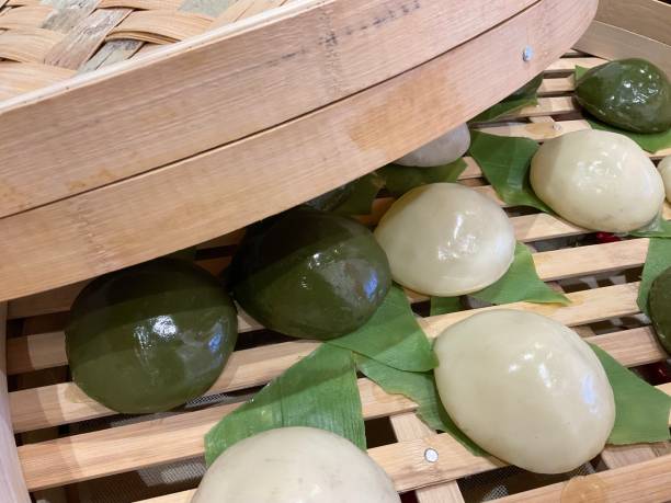Steamed Mochi in a Bamboo Steamer