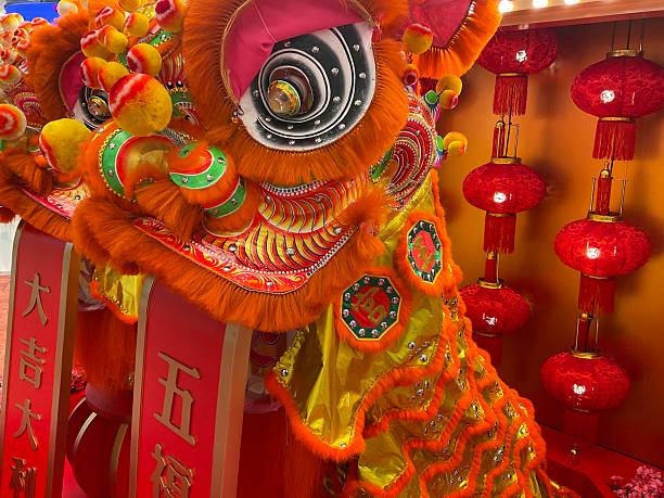 istock Chinese Lion Dance Costume and Lanterns 2204300829