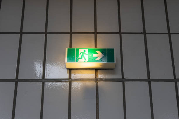 istock exit sign in the building of a hospital 2204303095