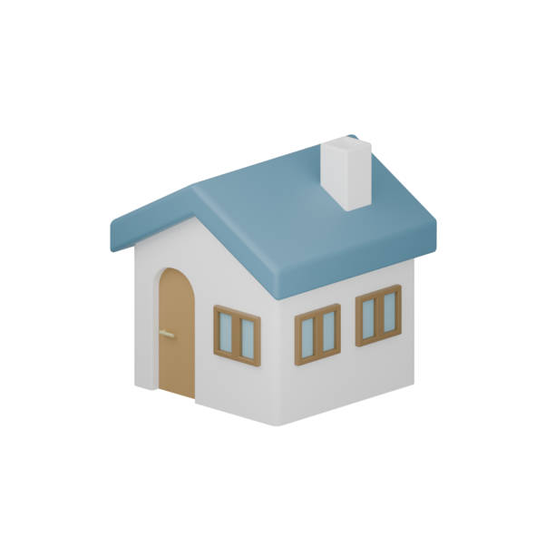 istock Various buildings in simple minimalist lines, perfect for City-themed and modern designs. 3D illustration for backgrounds and advertising materials. Vector of house. 2204305485