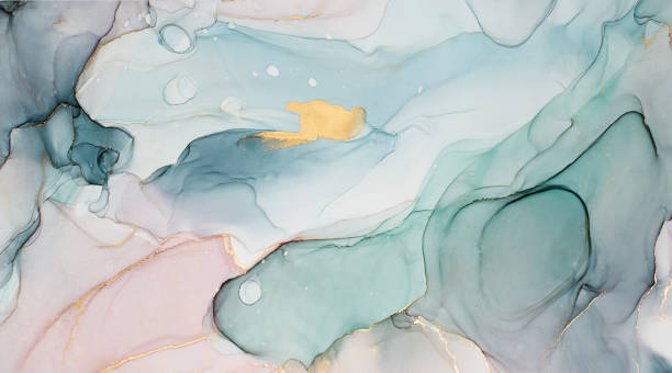 istock Abstract Alcohol ink Art with pastel blue green pink toned 2204317076