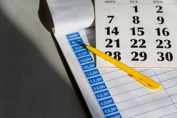 Calendar schedule with a cup of coffee and blank note for to do list