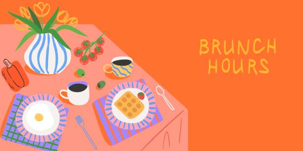 ilustrații de stoc cu designul meniului de mic dejun de dimineață. colecție de preparate pentru mic dejun și brunch pentru afișe, meniu de cafenea sau restaurant. ilustrație vectorială de schiță de mâzgălitură desenată de mână de epocă. stil de cerneală cu lini - mic dejun