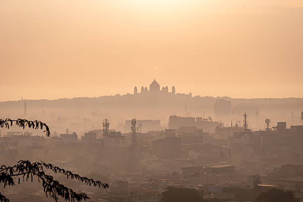 istock Crowded Cityscape with Palace and Sunrise Mist 2204321127