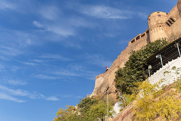 June 8, 2025, Rajastan. Mehrangarh Fort, a majestic sandstone fortress, stands tall on a rocky cliff, overlooking Jodhpur, Rajasthan, India, its intricate architecture a testament to rich history and cultural heritage