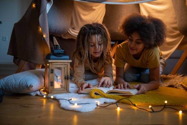 istock Kids enjoying home tent house 2204321890