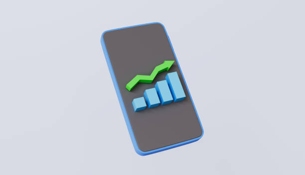 istock Smartphone and bar graph with arrow up, financial up, data analysis icon, stock up concept 2204323819